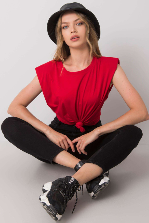 Sarkans bezgalīgas kokvilnas T-krekls