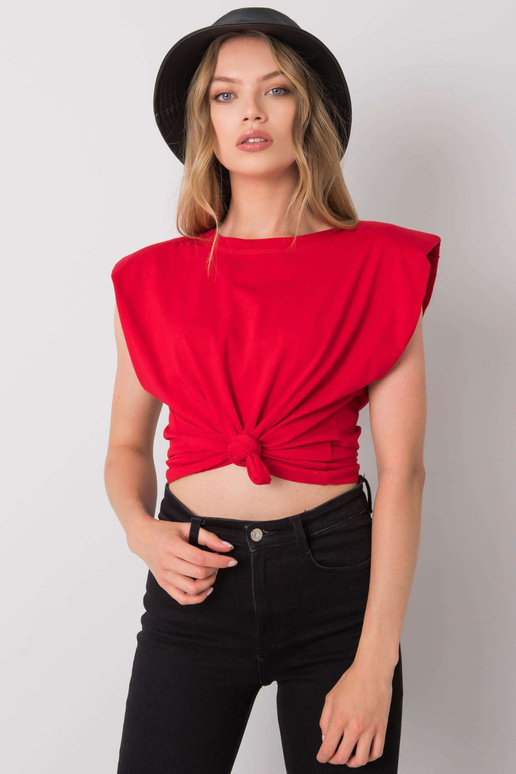 Sarkans bezgalīgas kokvilnas T-krekls