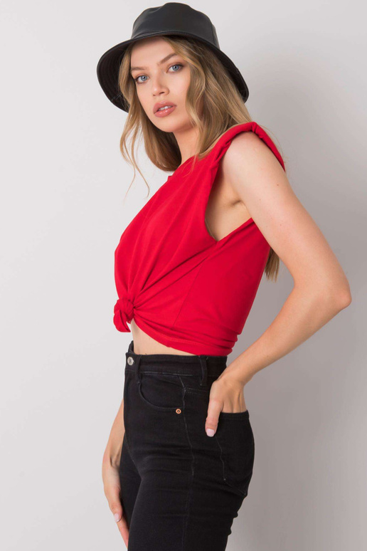 Sarkans bezgalīgas kokvilnas T-krekls