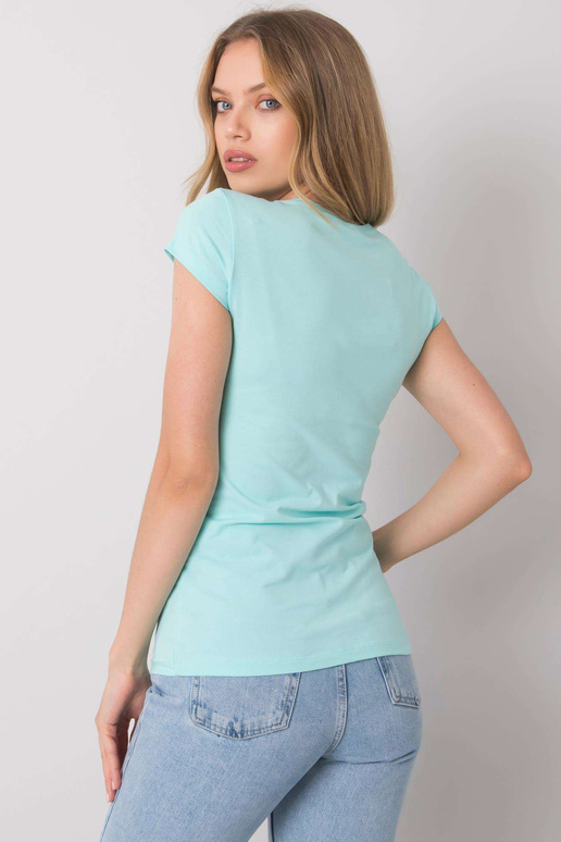 Gaiši zils T-krekls ar Haley aplikāciju