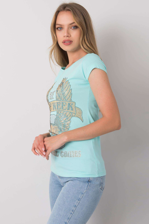 Gaiši zils T-krekls ar Haley aplikāciju