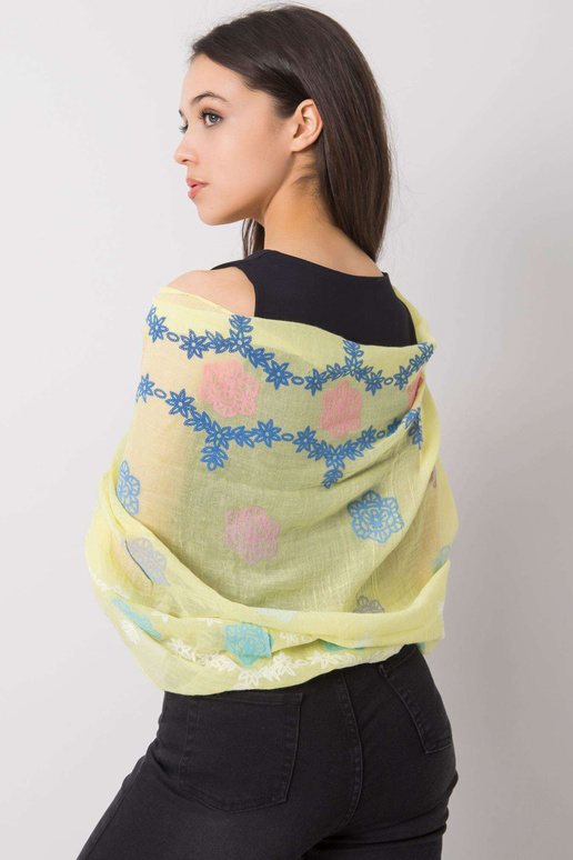 Dzeltena šalle ar krāsainu apdruku