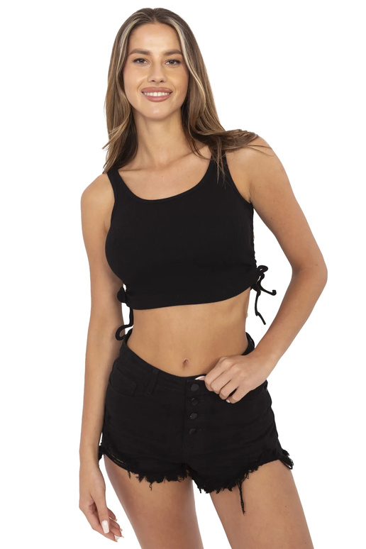 Melns crop tops ar velmēm Loretta RUE... Melns crop tops ar velmēm Loretta RUE...