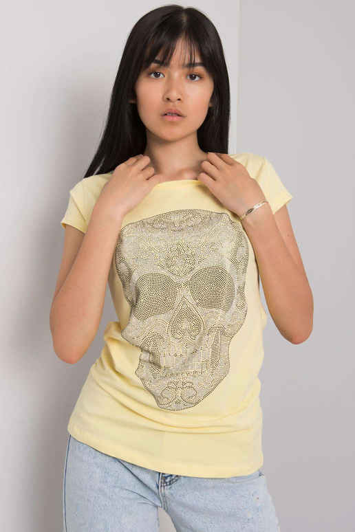 Gaiši dzeltens t-krekls ar Skull...