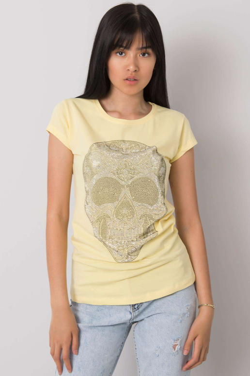 Gaiši dzeltens t-krekls ar Skull...