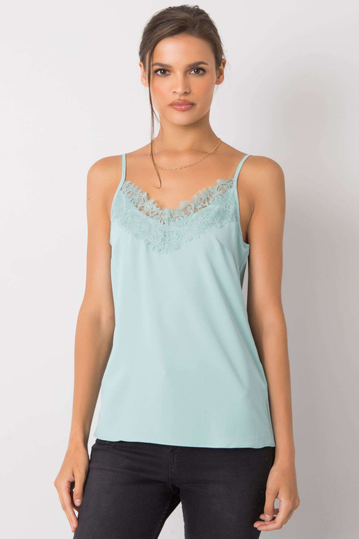 Piparmētru tops ar Alenas mežģīnēm