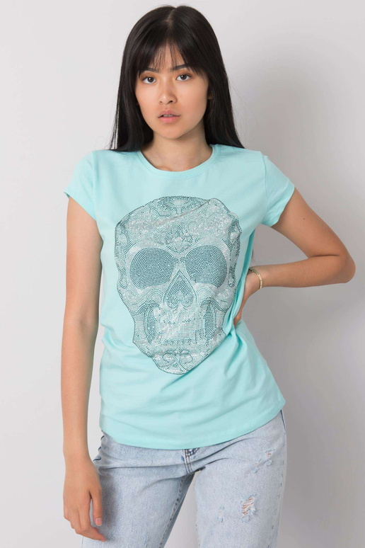 Gaiši zils t-krekls ar Skull aplikāciju