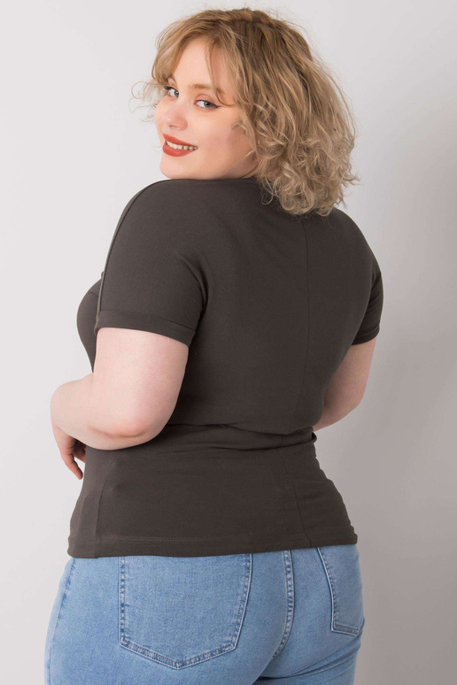 Tumša haki liela izmēra blūze ar... Tumša haki liela izmēra blūze ar...