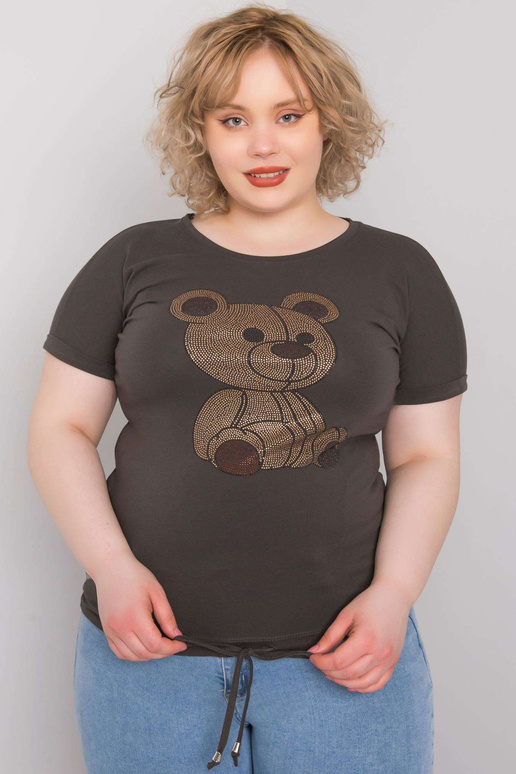 Tumša haki liela izmēra blūze ar... Tumša haki liela izmēra blūze ar...