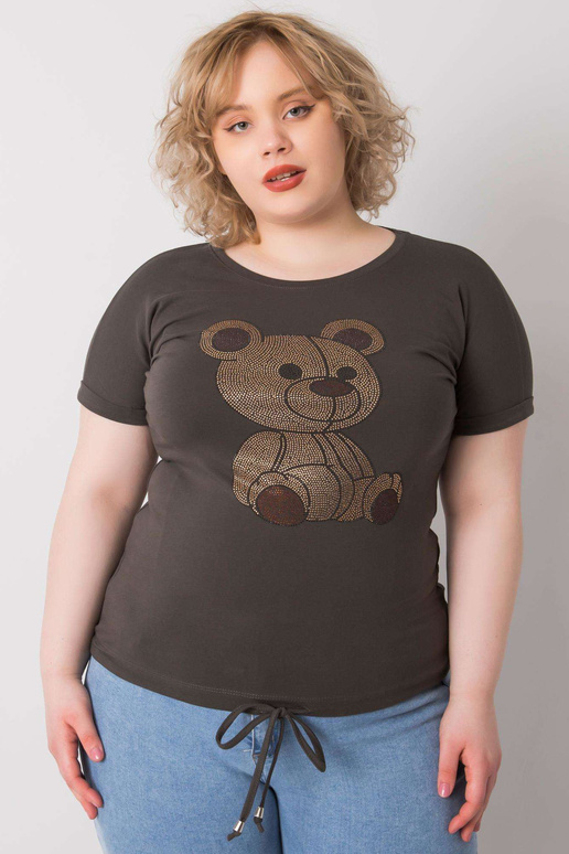 Tumša haki liela izmēra blūze ar... Tumša haki liela izmēra blūze ar...