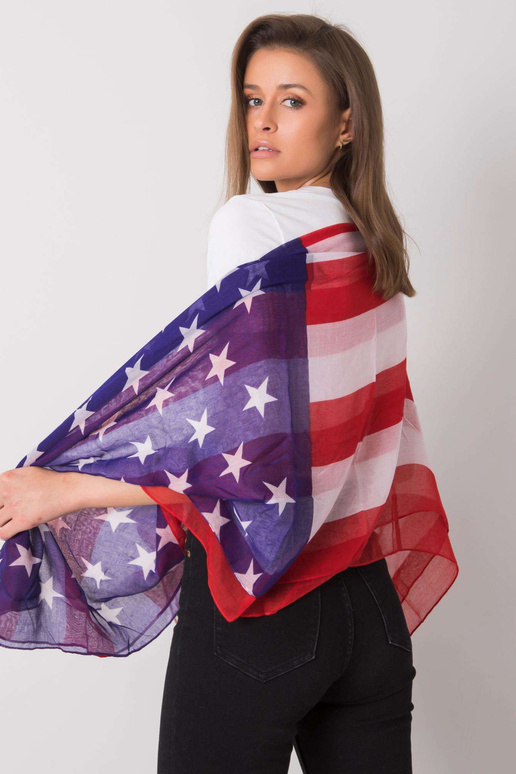 Balts-sarkans šalle ar apdruku