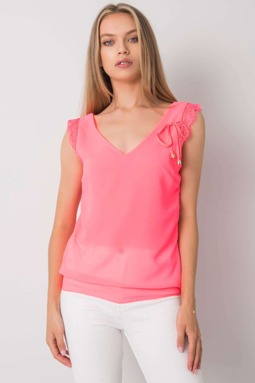 Fluo rozā tops ar safīra mežģīnēm