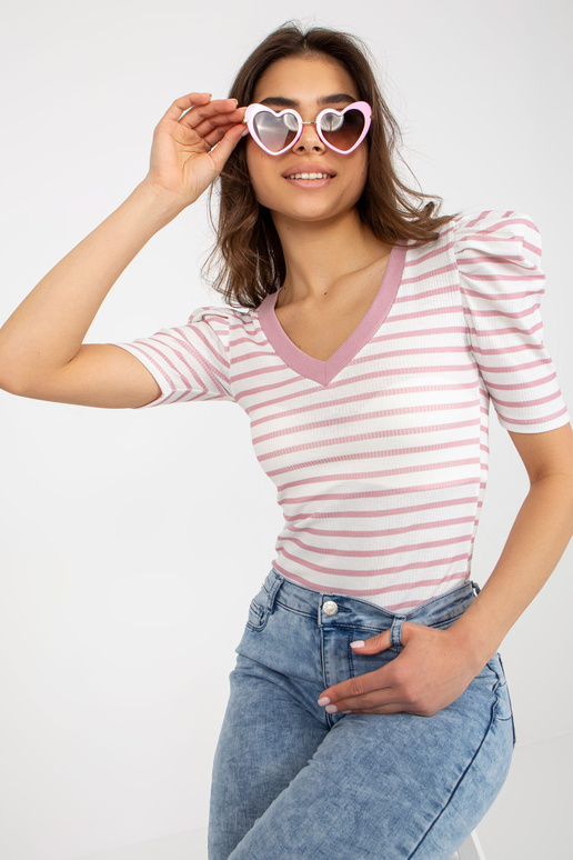 Balta un rozā svītraina blūze Marlo