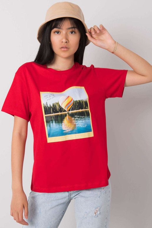 Sarkans T-krekls ar apdruku Solly