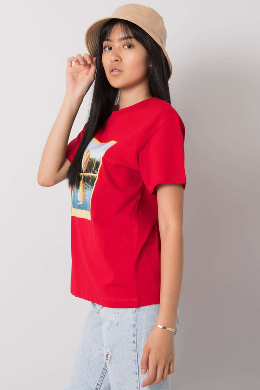 Sarkans T-krekls ar apdruku Solly