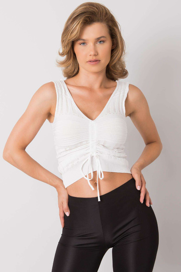 Balts trikotāžas tops ar...