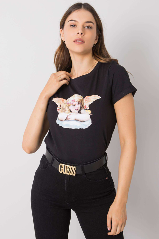 Melns T-krekls ar apdruku Ibbie RUE...