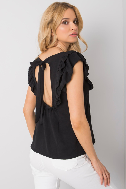 Melna blūze ar volāniem Macy OCH BELLA