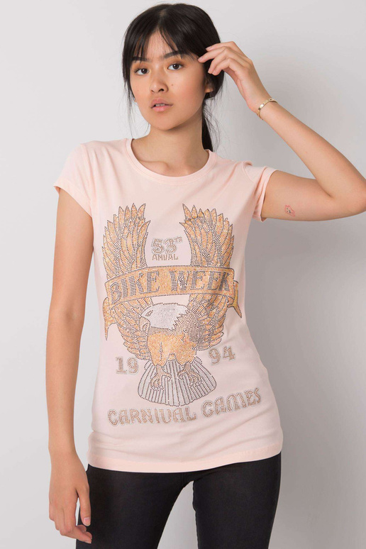 Gaiši rozā T-krekls ar Haley aplikāciju