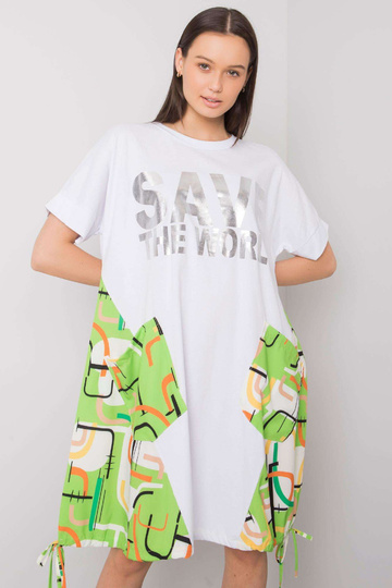 Balta un zaļa kleita ar...