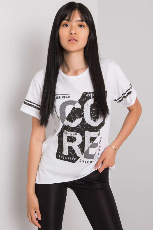 Balts T-krekls ar dzintara apdruku