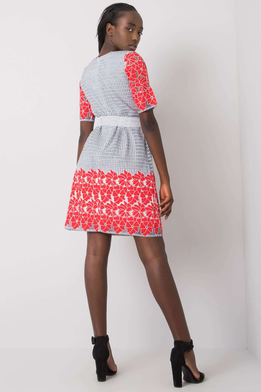 Pelēka un sarkana raksta kleita Katya