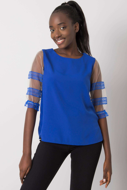 Kobalta blūze ar dekoratīvām...