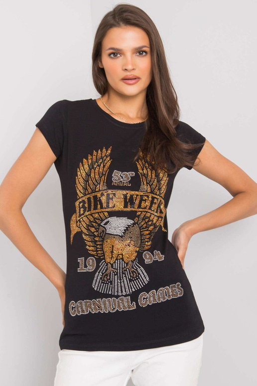 Melns T-krekls ar Haley aplikāciju