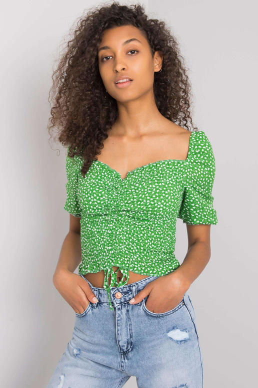 Zaļa blūze ar Aurinda RUE PARIS rakstiem