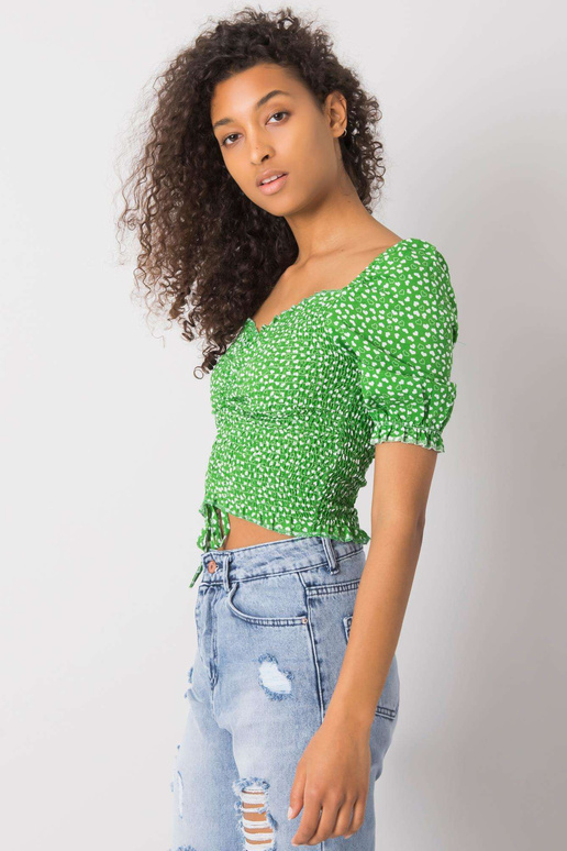 Zaļa blūze ar Aurinda RUE PARIS rakstiem