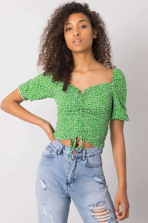 Zaļa blūze ar Aurinda RUE PARIS rakstiem