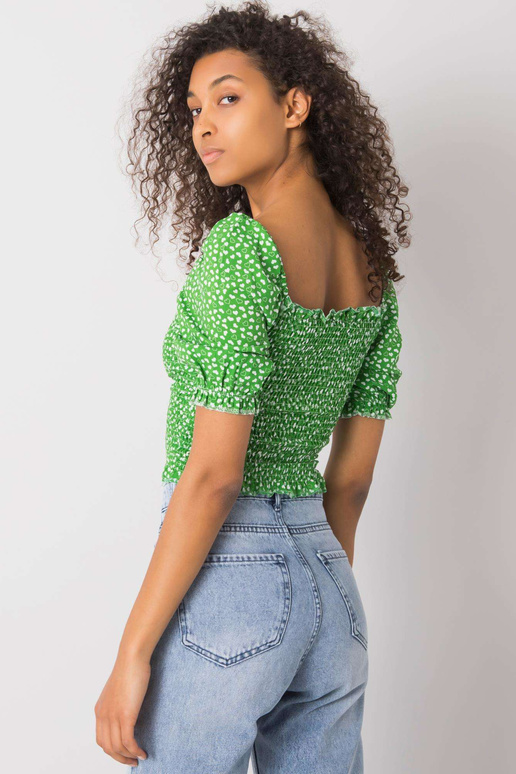 Zaļa blūze ar Aurinda RUE PARIS rakstiem