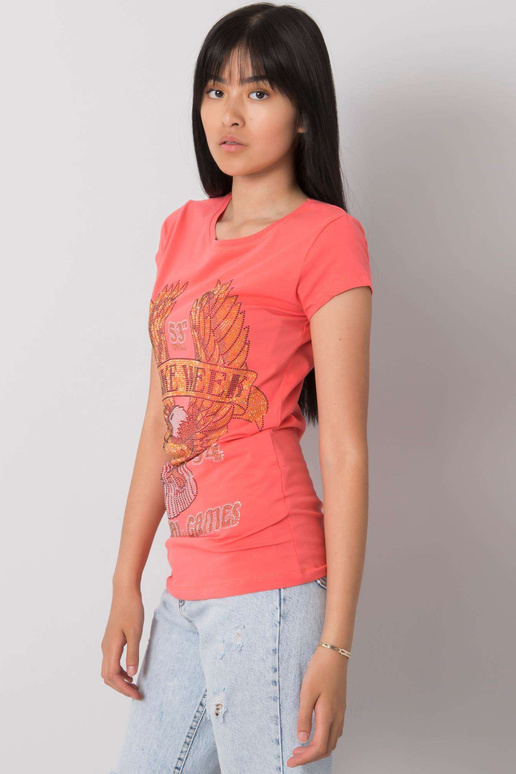 Koraļļu T-krekls ar Haley aplikāciju