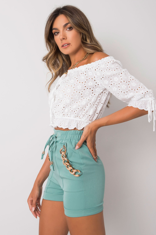 Tirkīza šorti ar ķēdītēm, flanera Tirkīza šorti ar ķēdītēm, flanera