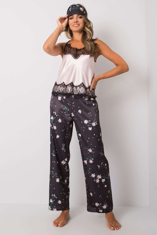 Melns un rozā trīsdaļīgs guļamkomplekts