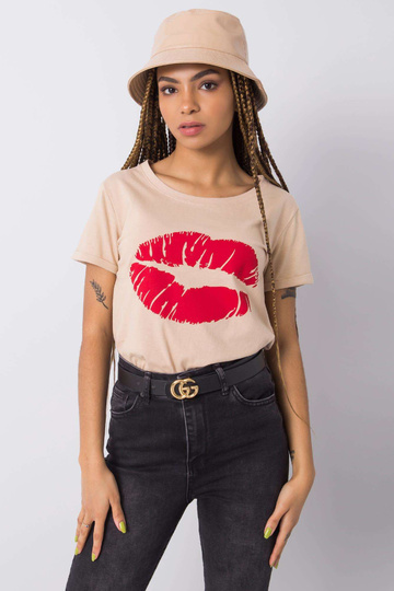 Bēšs T-krekls ar apdruku...