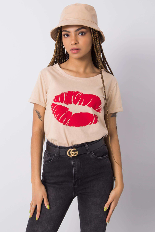 Bēšs T-krekls ar apdruku Tiziana OCH...