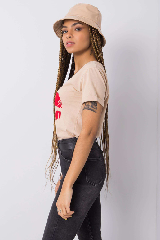 Bēšs T-krekls ar apdruku Tiziana OCH...