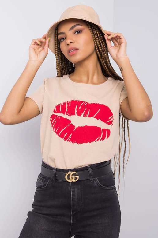 Bēšs T-krekls ar apdruku Tiziana OCH...