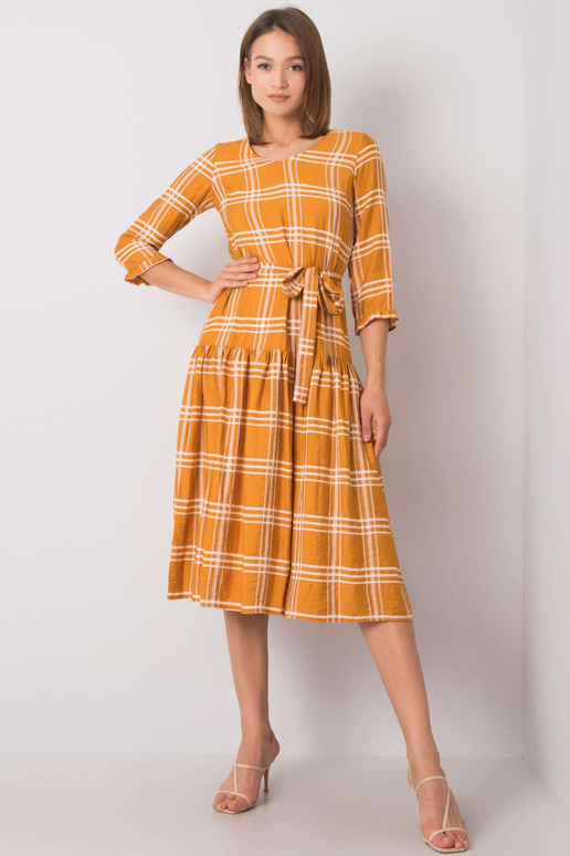 Džianas sinepju rūtainā kleita