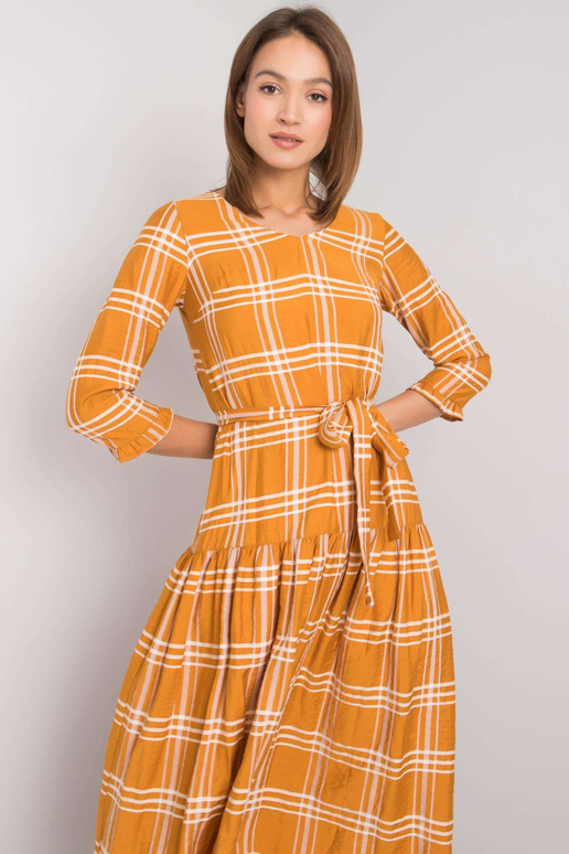 Džianas sinepju rūtainā kleita