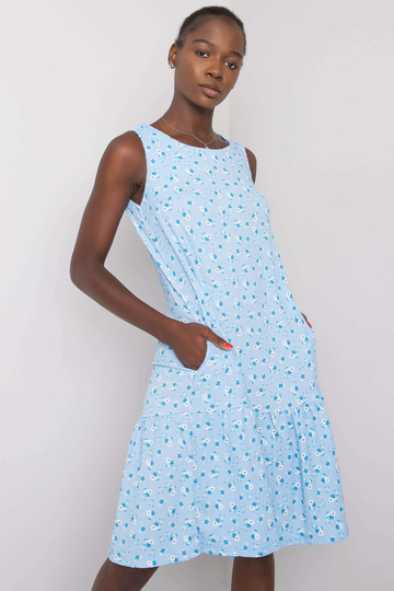 Gaiši zila ziedu kleita ar...