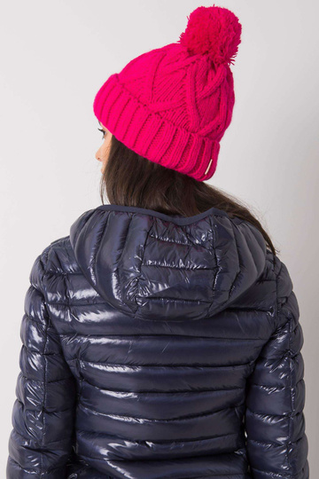Rozā ziemas cepure ar pomponu 2