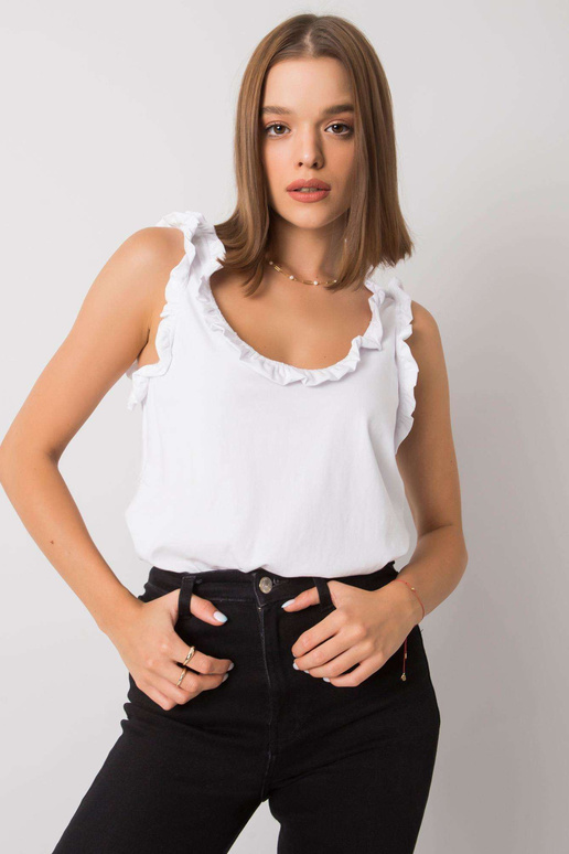 Sarai RUE PARIS balts volānveida tops