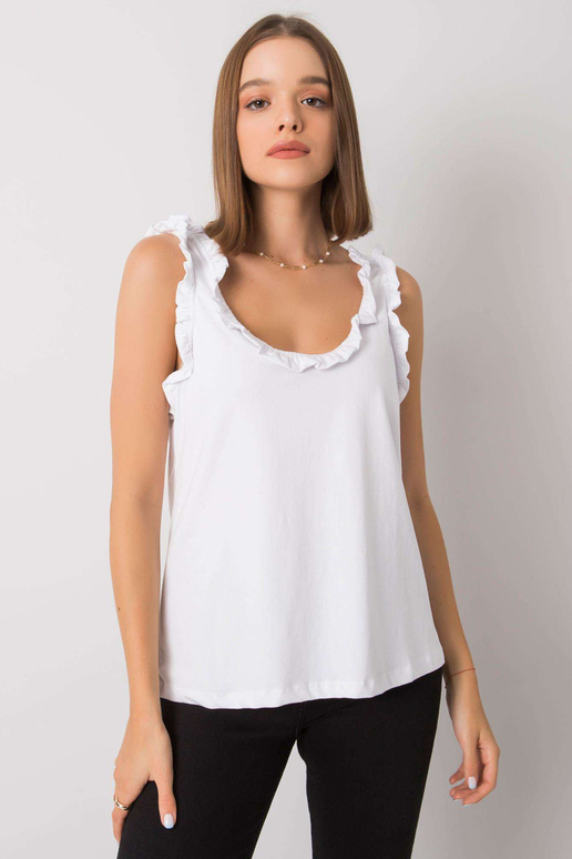 Sarai RUE PARIS balts volānveida tops