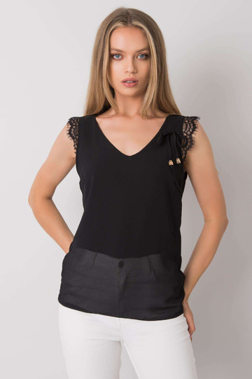 Melns safīra mežģīņu tops