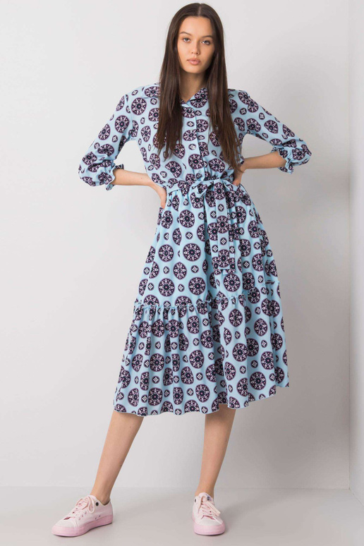 Zila kleita ar apdrukām Avelīna Zila kleita ar apdrukām Avelīna