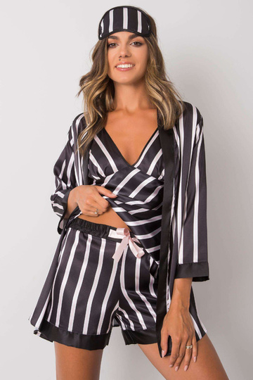 Melns svītrains guļamkomplekts 2