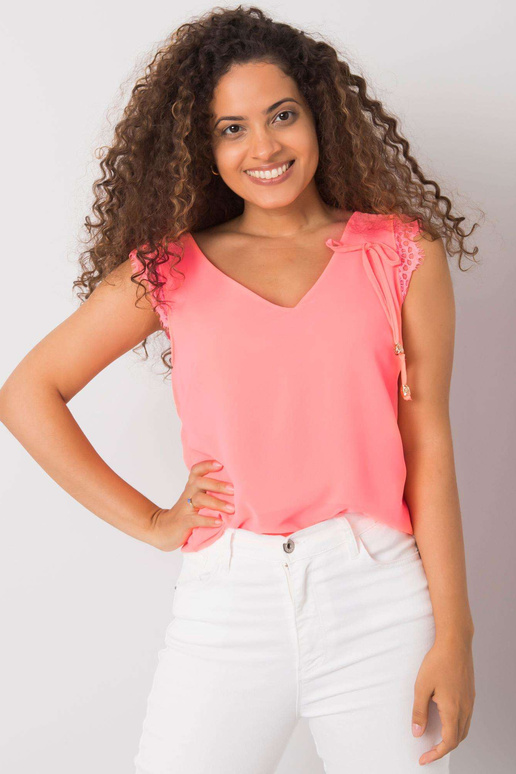 Fluo rozā tops ar safīra mežģīnēm