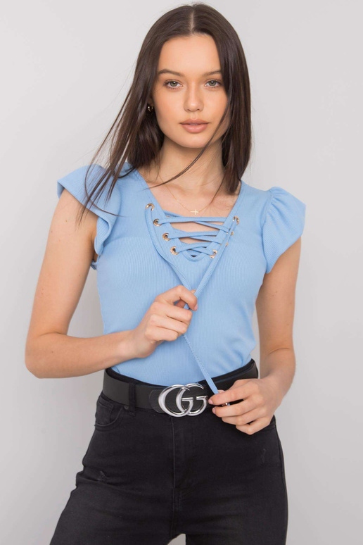 Gaiši zila blūze ar Waverly šņorēm